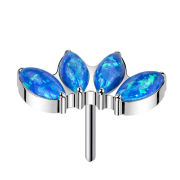 Threadless silver four opals blue