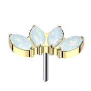 Threadless vergoldet vier Opale weiss