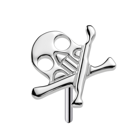 Tête de mort sans filetage avec os croisés argentés