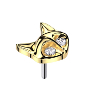 Threadless Renard plaqué or deux yeux cristal argent