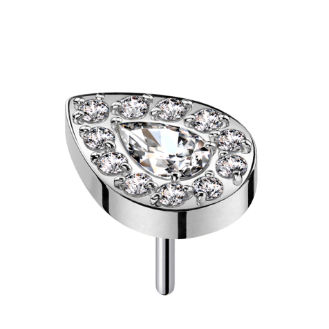 Threadless silver crystal drop silver bordered crystals silver