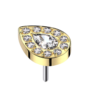 Threadless gold-plated crystal drop with silver border...