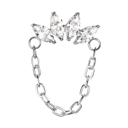 Threadless fan silver four crystals silver pendant necklace