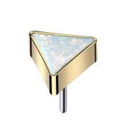 Threadless triangle gold-plated white opal