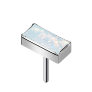 Threadless rechteck silber Opal weiss