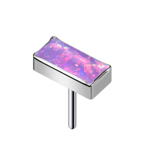 Threadless rechteck silber Opal violett