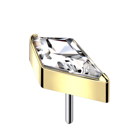 Diamant sans fil plaqué or avec cristal argenté