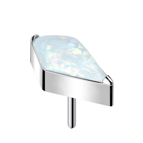 Threadless Diamant silber mit Opal weiss