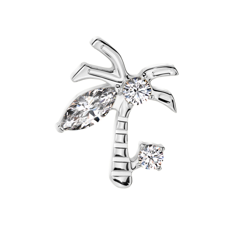 Threadless argent palmier cristaux argent