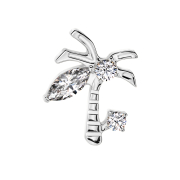 Threadless argent palmier cristaux argent