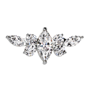 Threadless argent grand ovale et six petits cristaux...