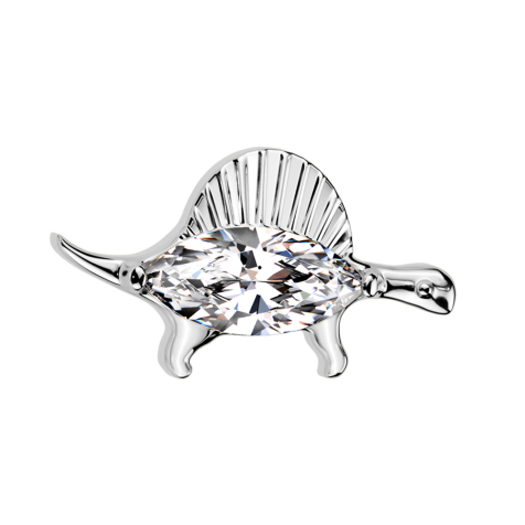 Threadless silver dinosaur crystal silver