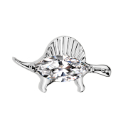 Threadless silver dinosaur crystal silver