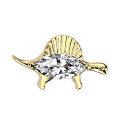 Threadless gold-plated dinosaur crystal silver