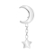 Threadless moon silver pendant necklace with star