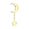 Threadless gold-plated moon pendant necklace with star