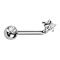 Barbell L curved female thread silver with ball silver crystal silver and diamond cut disc star silver