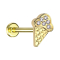 Micro Labret filettatura interna placcato oro Cono gelato placcato oro Cristalli argento