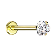 Micro Labret Innengewinde vergoldet Kristallherz silber...