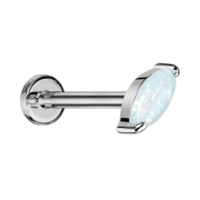 Micro Labret Innengewinde silber Ovaler Opal weiss