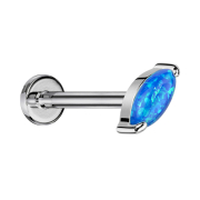 Micro Labret filettatura interna argento ovale opale blu
