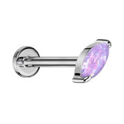 Micro Labret filettatura interna argento ovale opale viola