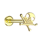 Micro Threadless Labret vergoldet Totenkopf mit...