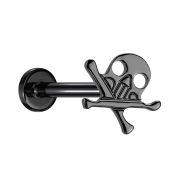 Micro Threadless Labret schwarz Totenkopf mit gekreuzten...