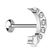 Micro Threadless UFO Labret argenté Lune avec...