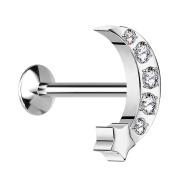 Micro Threadless UFO Labret silver moon with star silver...