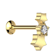 Micro Threadless UFO Labret gold-plated three stars...