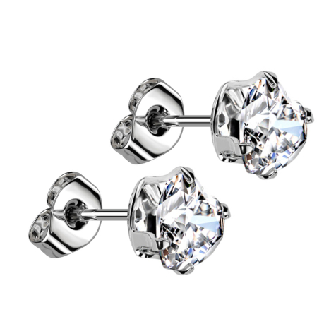 Boucles doreilles argent avec cristal de cœur argenté