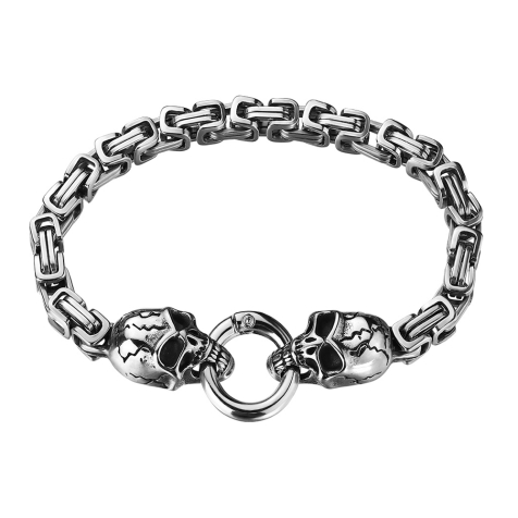 Bracelet argent chaîne carrée avec tête de mort