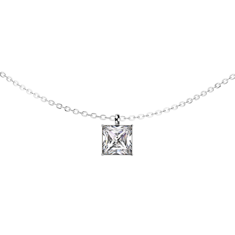 Chaîne argent pendentif cristal carré argent
