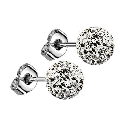 Boucles doreilles argent avec boule de cristal argenté Epoxy protection