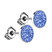Boucles doreilles argent assiette cristal bleu clair