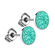 Boucles doreilles argent assiette cristal turquoise