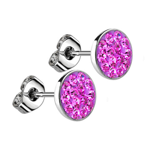 Orecchini in argento con cristalli fucsia