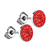 Clou doreille argent assiette cristal rouge