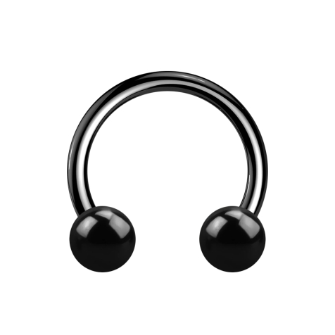 Micro Circular Barbell schwarz mit zwei Kugeln