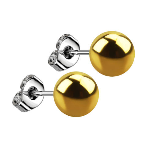Gold-plated stud earrings with ball