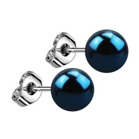 Stud earrings with ball dark blue