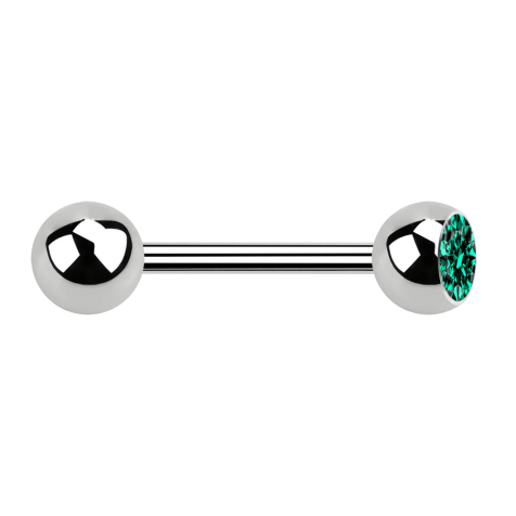 Barbell silver with ball and ball crystal turquoise