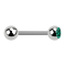 Barbell silver with ball and ball crystal turquoise