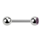 Barbell argent avec boule et cristal boule violet clair