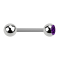 Barbell silver with ball and ball crystal violet