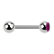 Barbell silver with ball and ball crystal fuchsia