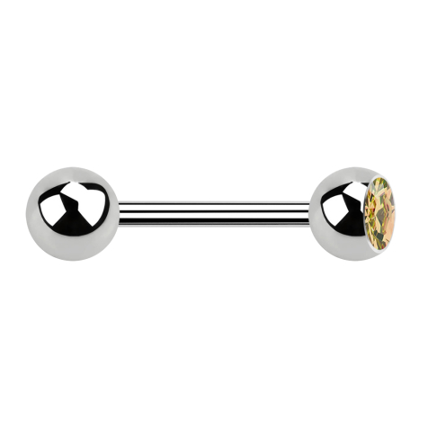 Barbell argent avec boule et boule de cristal topaze
