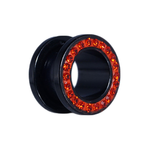 Flesh tunnel black with crystal red