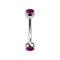 Micro banana silver with two crystal balls fuchsia